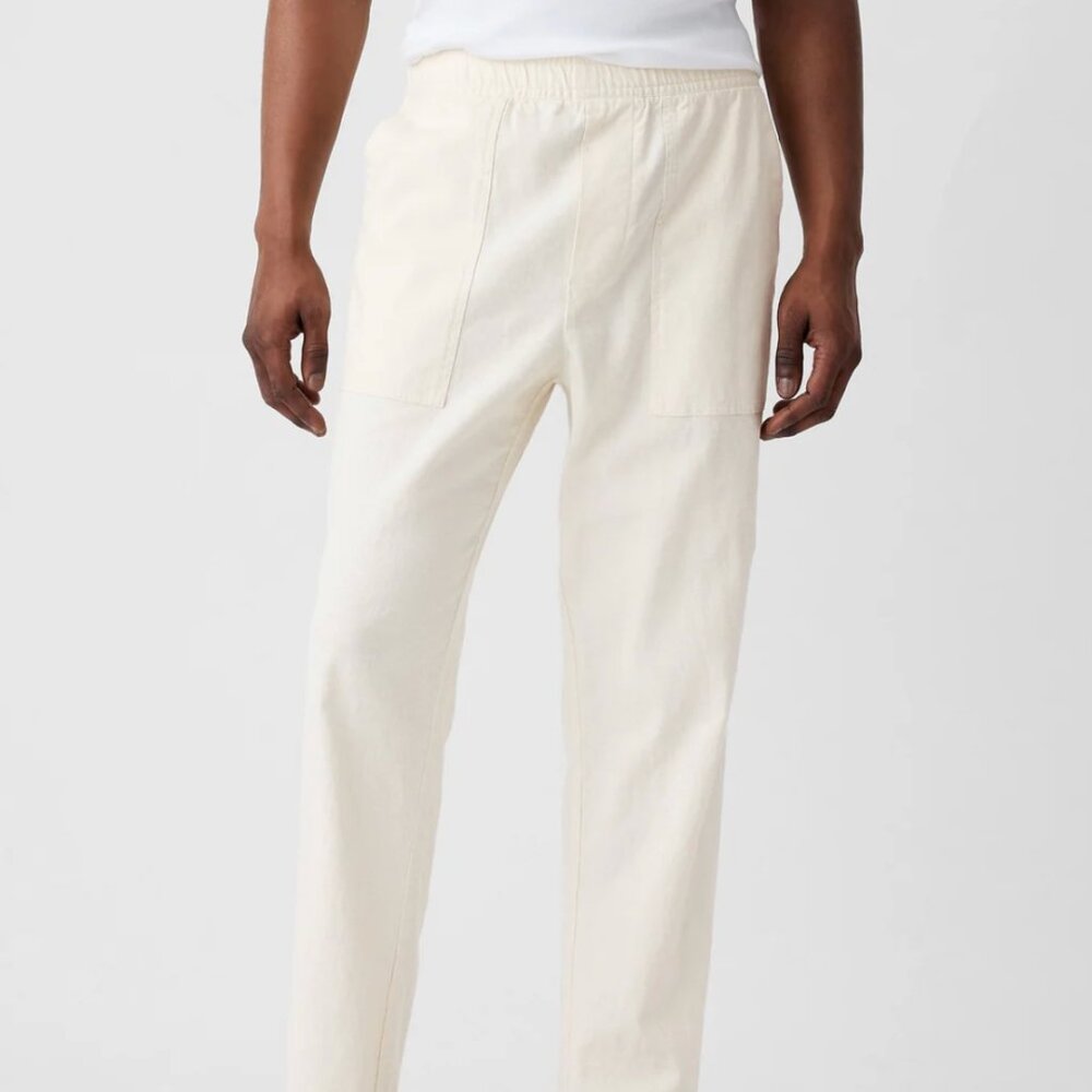 GAP Factory Easy Linen-Blend Utility Pants, Tan Chino, Medium, NWOT - Picture 2 of 5